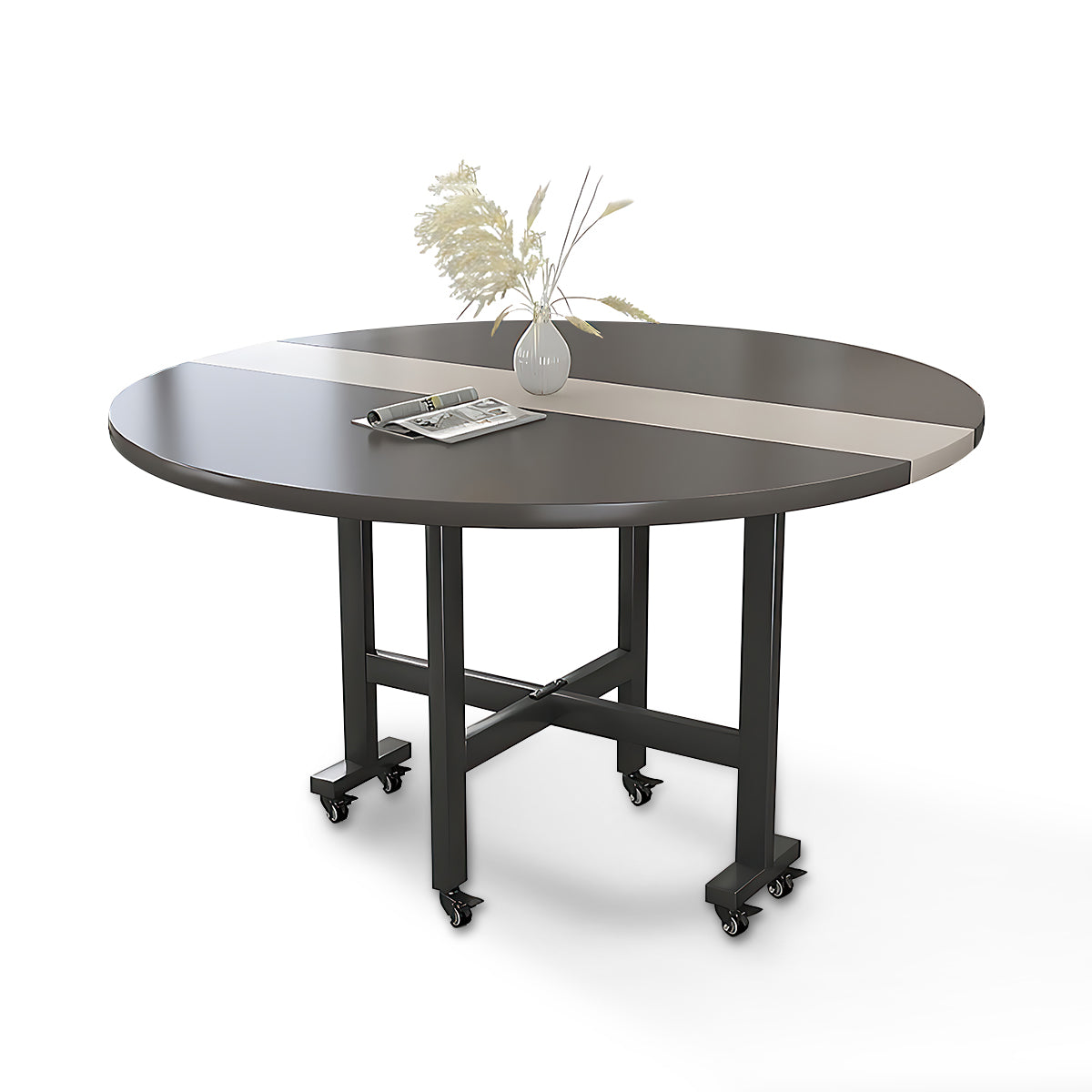 Scandinavian Minimalist Round Dining Table with Foldable Design ...