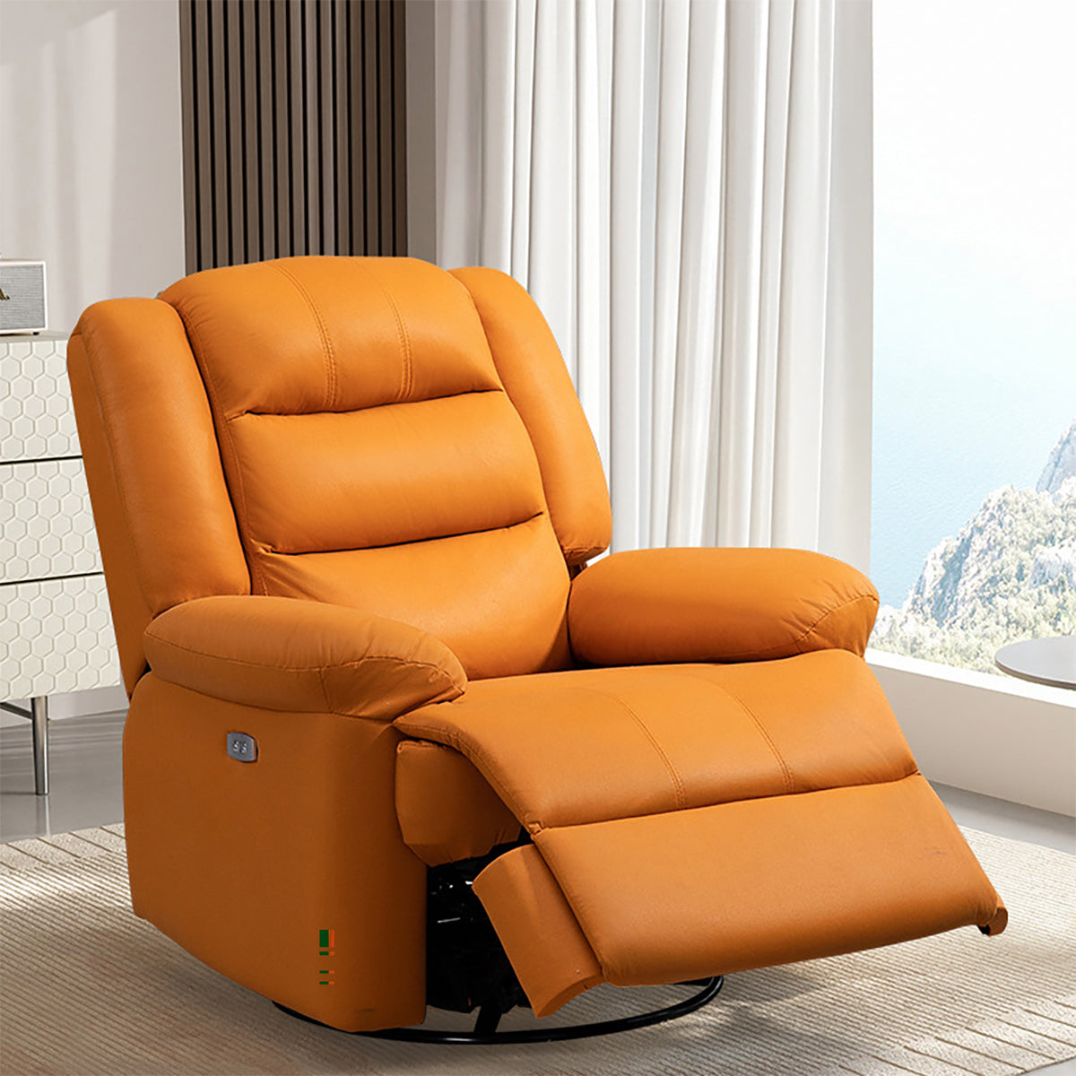 Reclining Sofa with Recliner, Footrest & Curved for Living Room