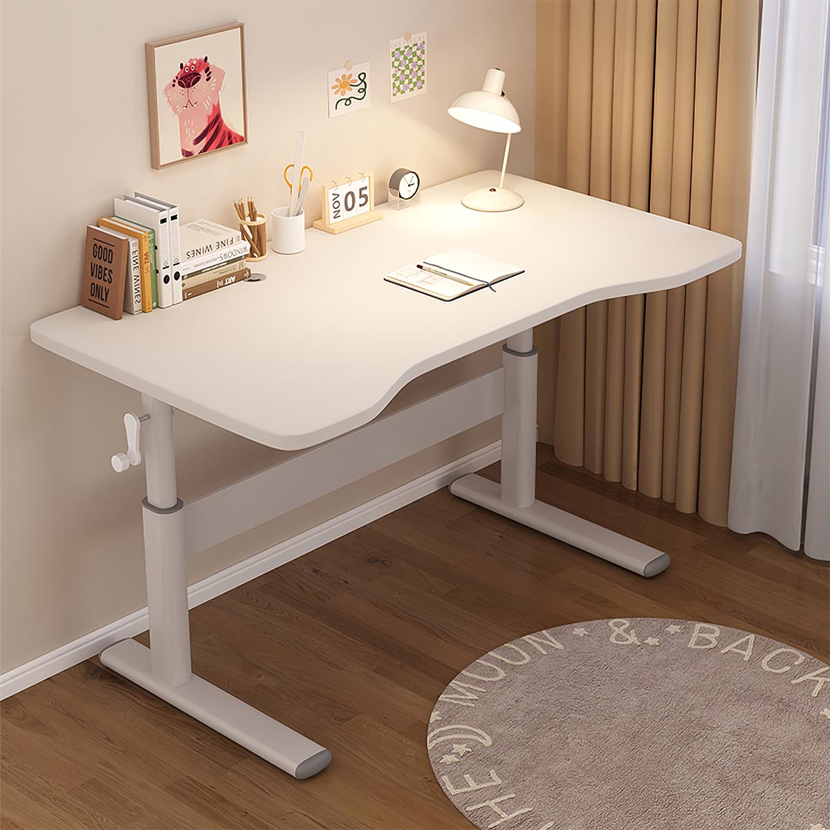 Minimalist Apartment Home Office Desk with with Adjustable Height
