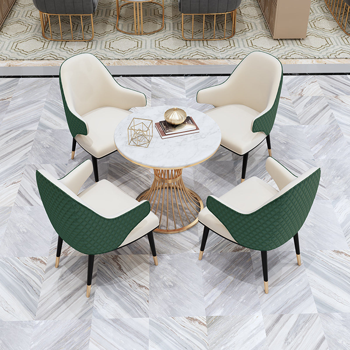 Marble Business Reception Desk and Chair Set for Lounge Areas