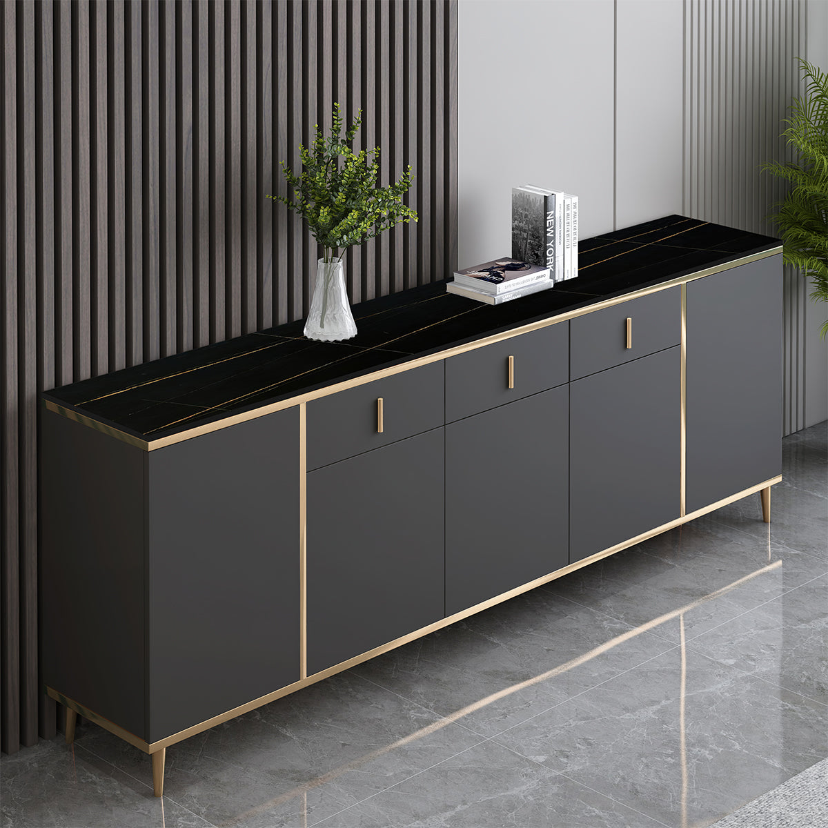 Storage Cabinet with Push-to-Open, Multi-Functional & CARB-Compliant for Home Office