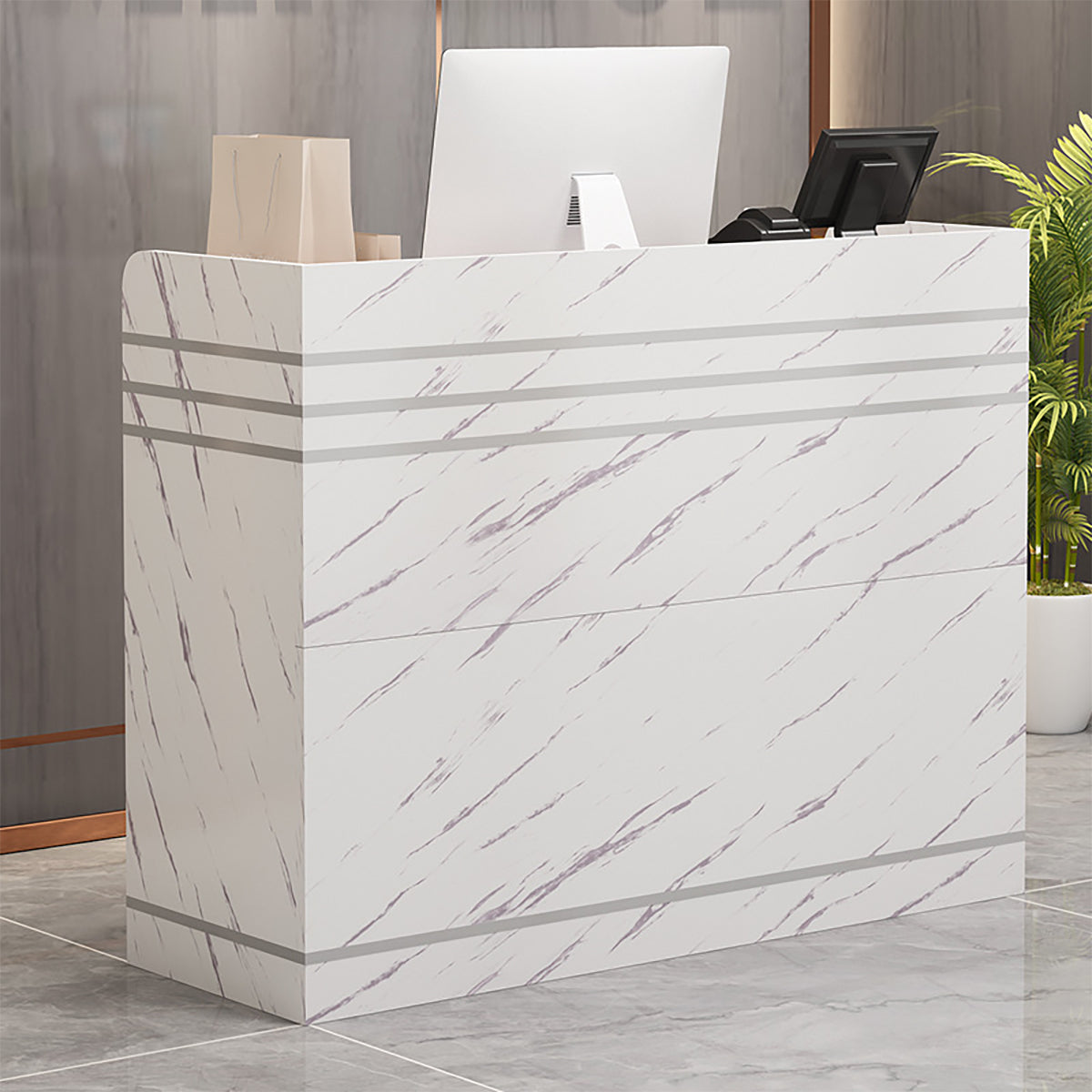 Minimalist Retail Small Checkout Counter with Lockable Drawer