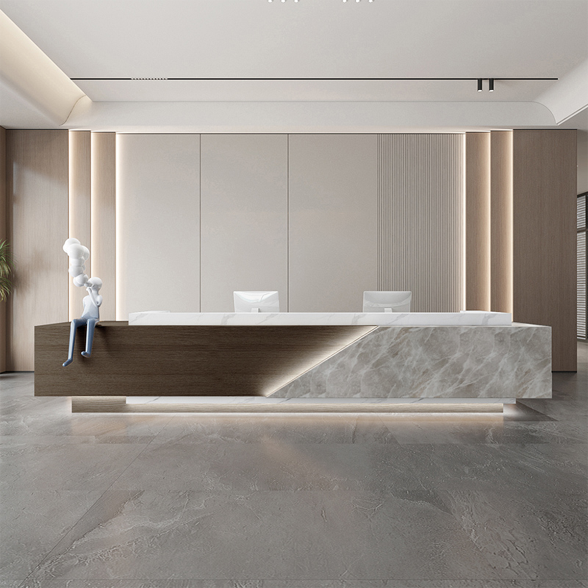 Modern Lobby Reception Desk Office Building Reception Counter