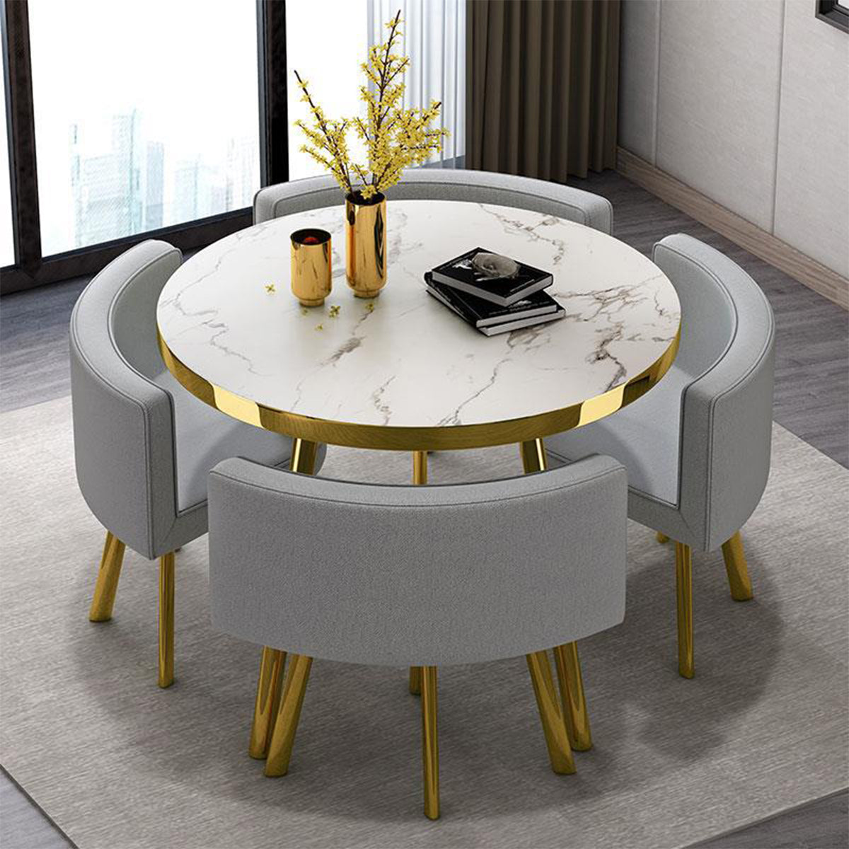 Round Reception Table with 4 Chairs for Office Reception Areas