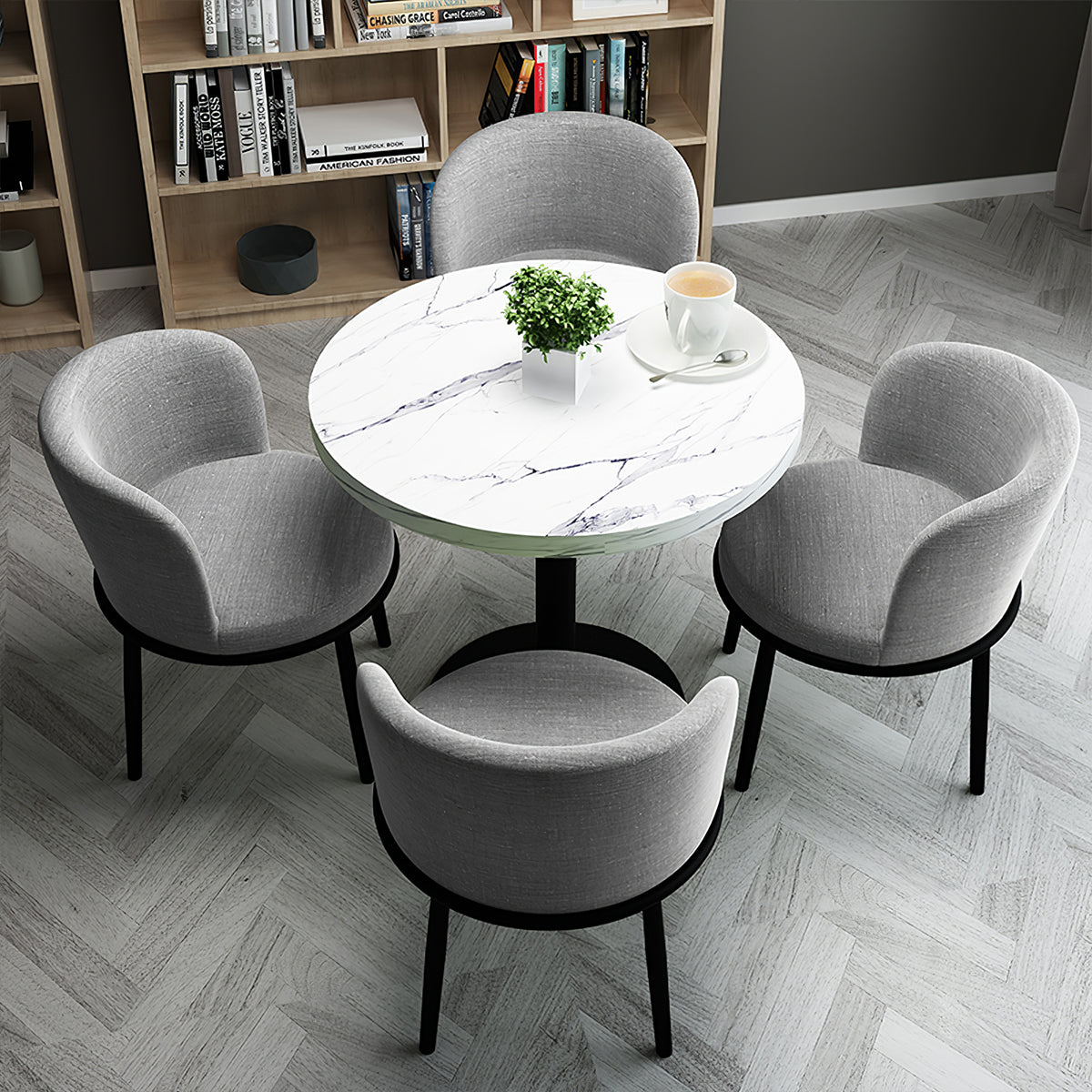 Modern Reception Round Table with Chairs Set for Reception Area