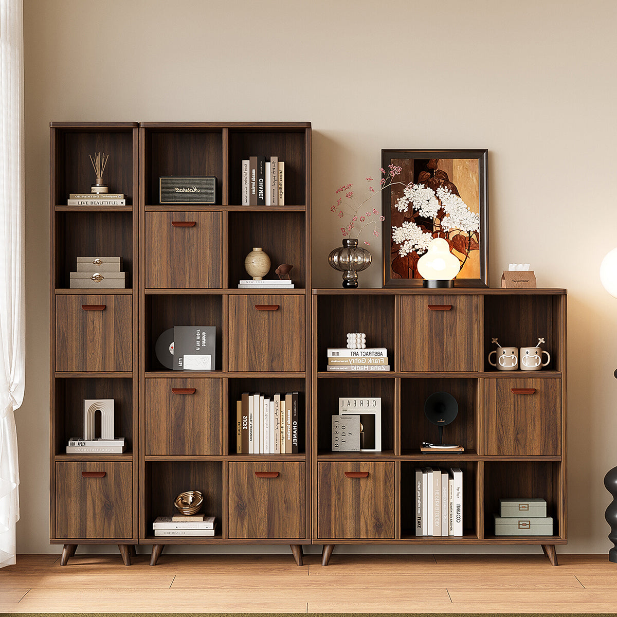Modern Bookshelf 31–71 in Tall with Solid Wood, Reinforced Top & Multi-Functional