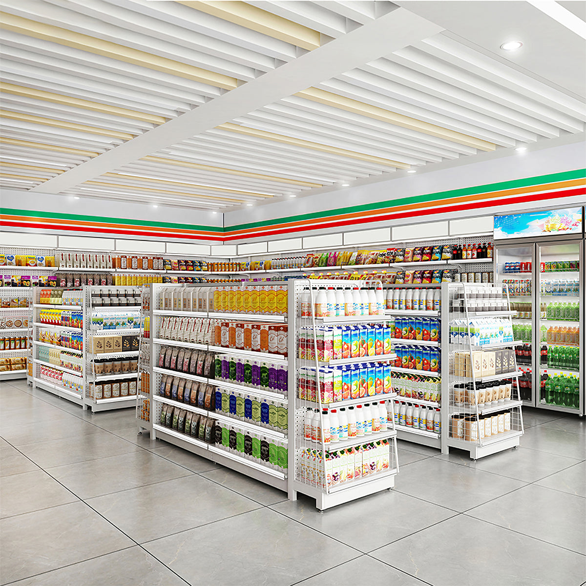 Simple Multi-Tier Display Rack for Supermarkets & Convenience Stores