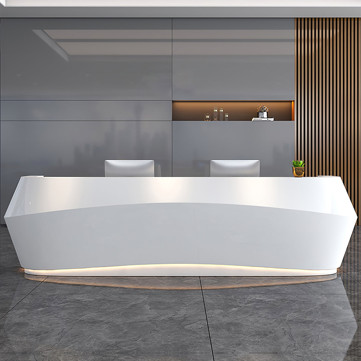 Modern Unique Lobby Reception Desk with Lockable Storage Drawers