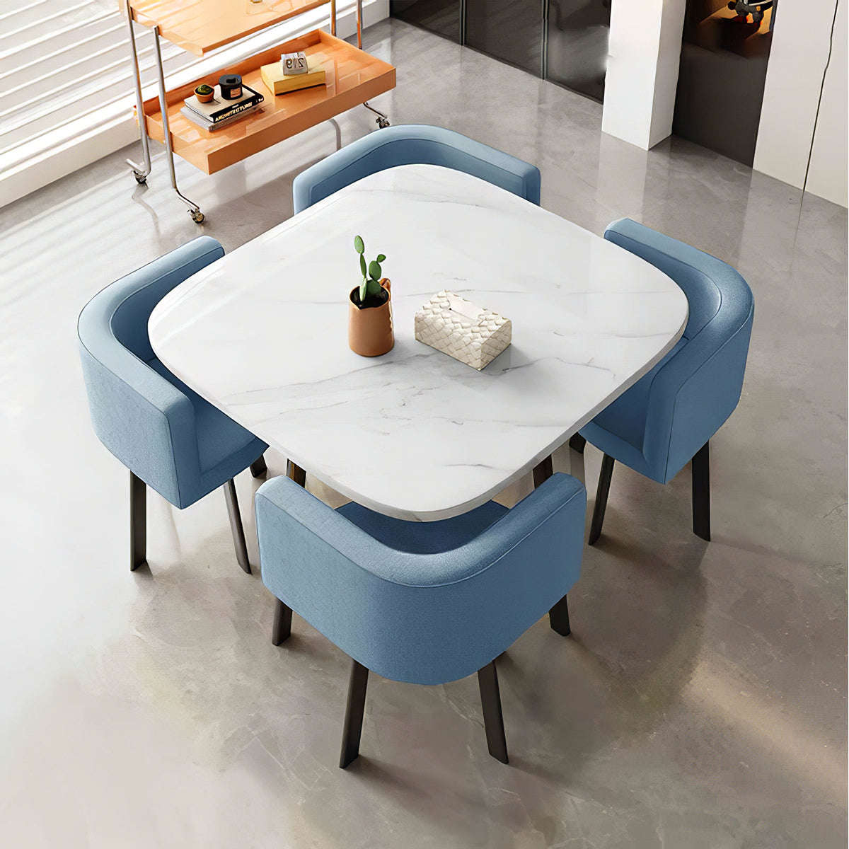Minimalist Relaxed Office Reception Square Table with 4 Chairs