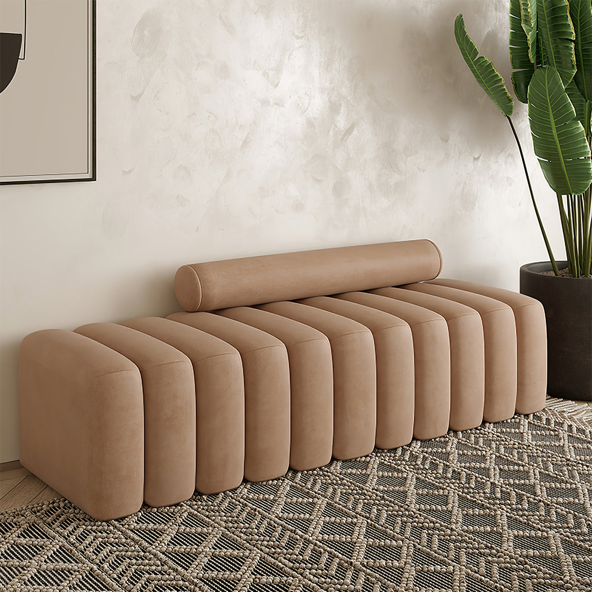 Velvet Sofa with Solid Wood, Breathable Mesh & Space-Saving for Living Room