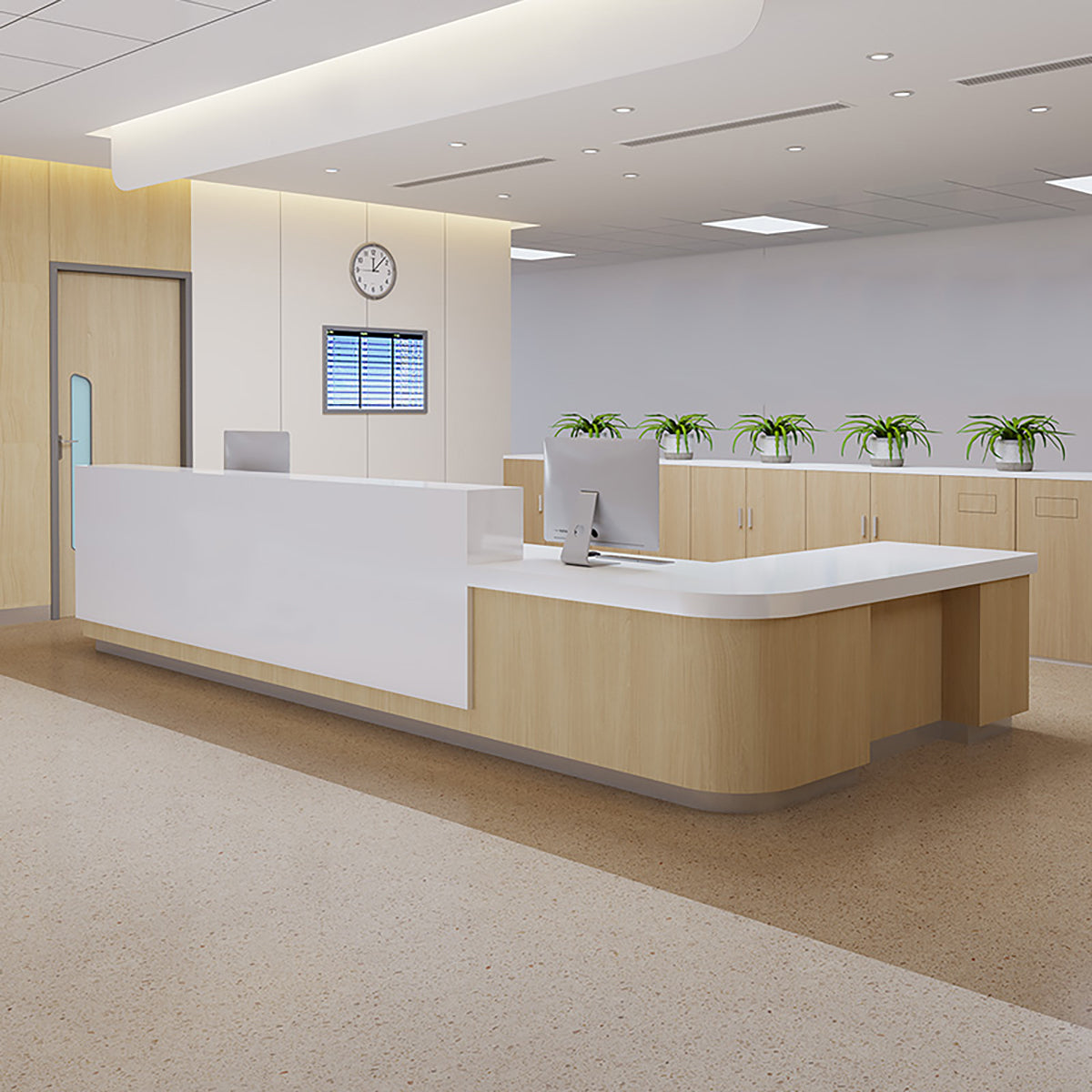 Luxury Corner Reception Desk with Keyboard Tray for Reception Space