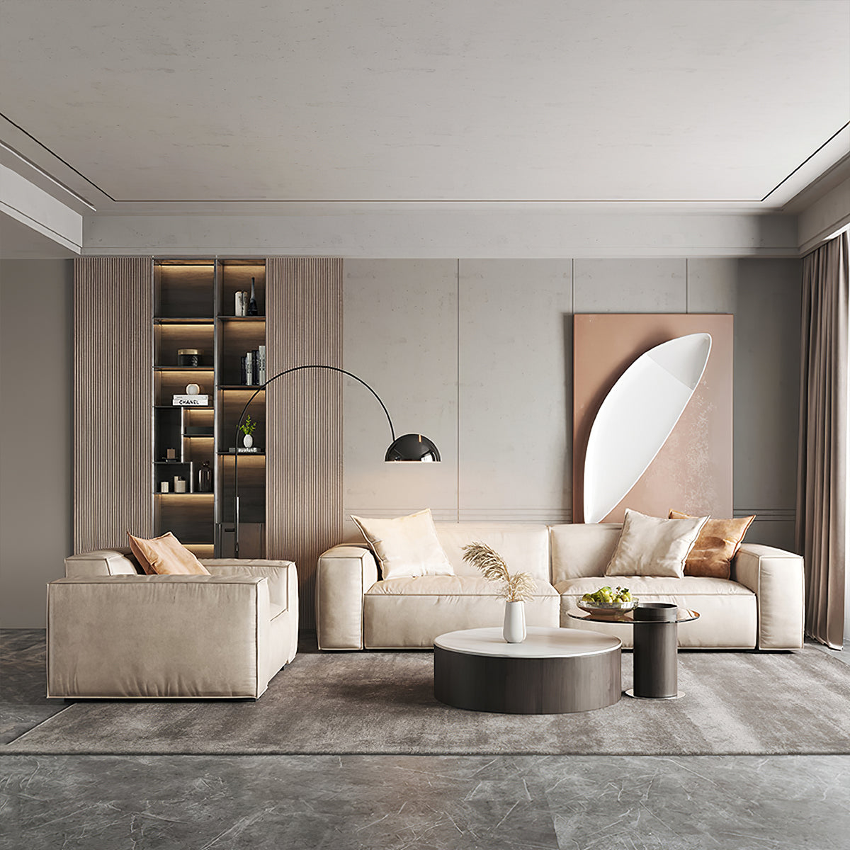Modern Sofa with Armrests, Water-Resistant & High-Density Foam for Living Room