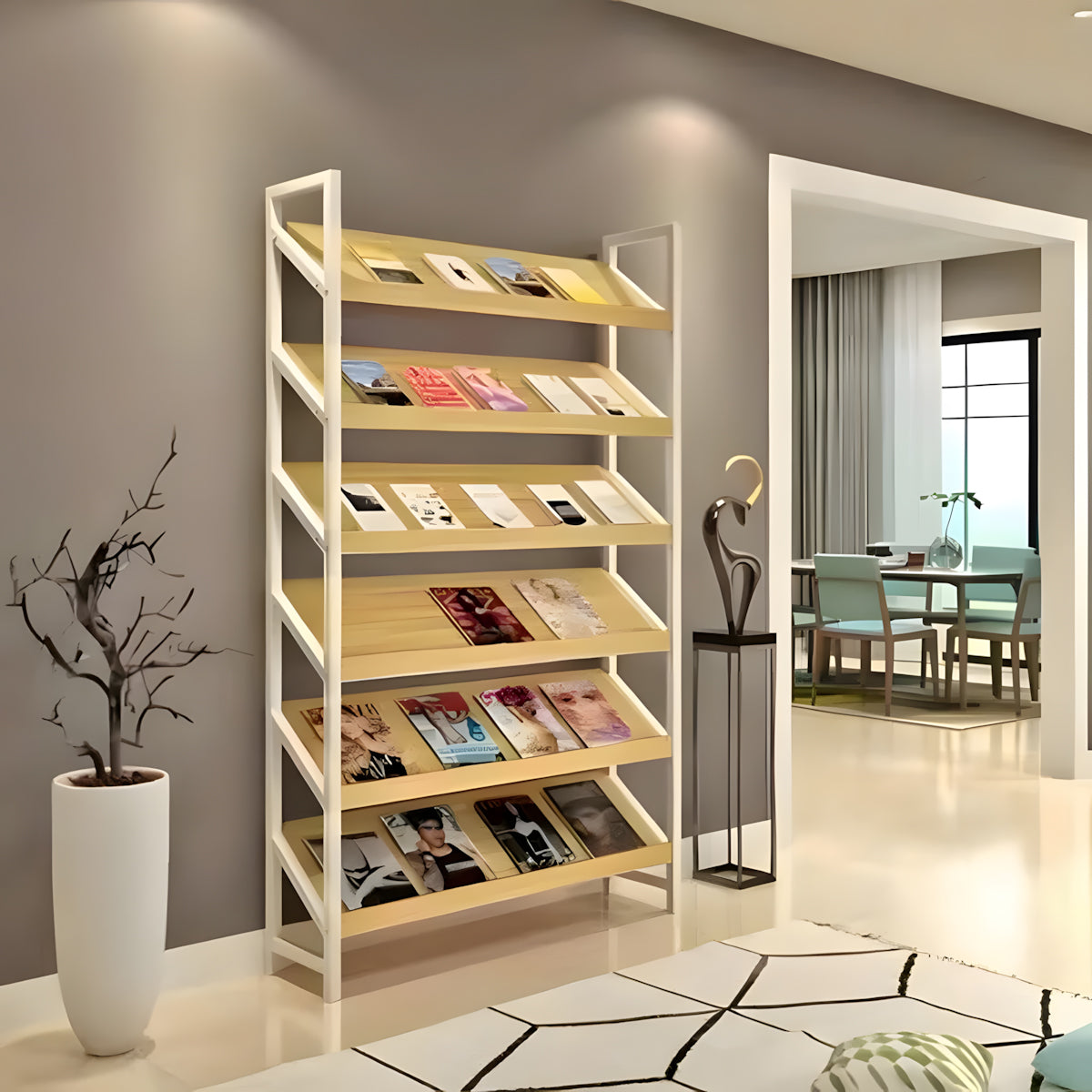 Floor-Standing Multi-Shelf Display Bookshelf for Home or Office
