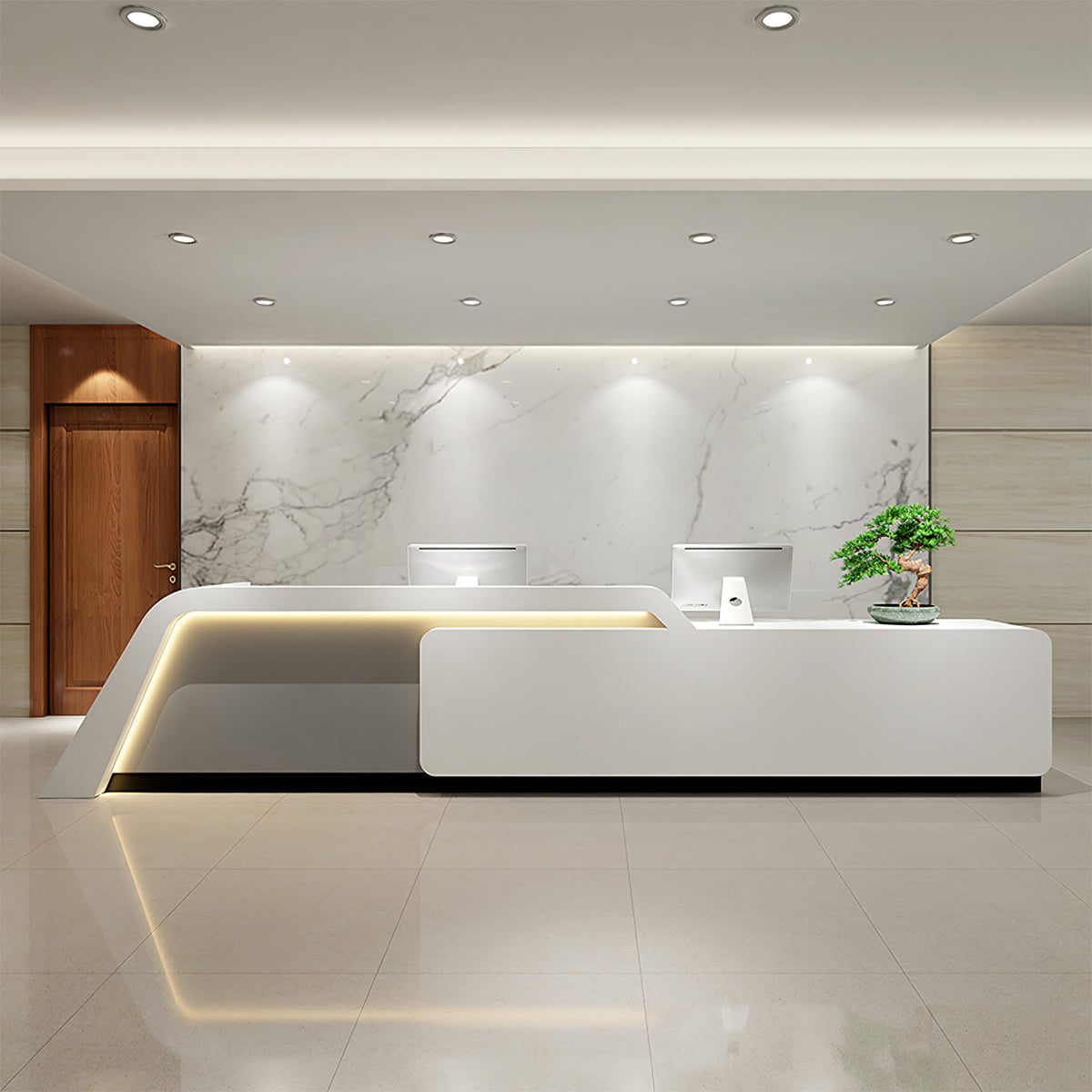 Stylish Office Reception Desk with Counter and LED Light