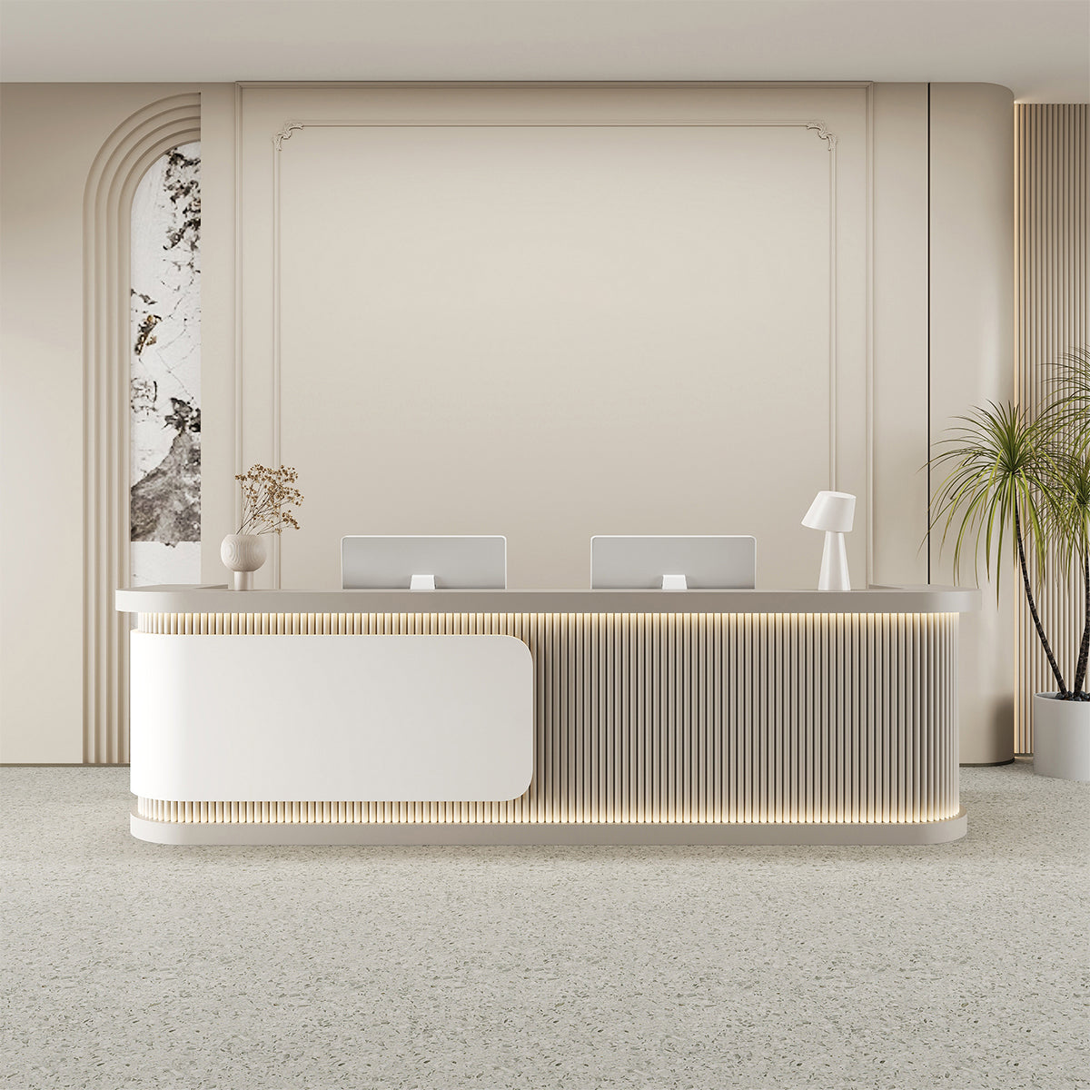 Modern Salon Reception Desk with Storage for Lobby Areas