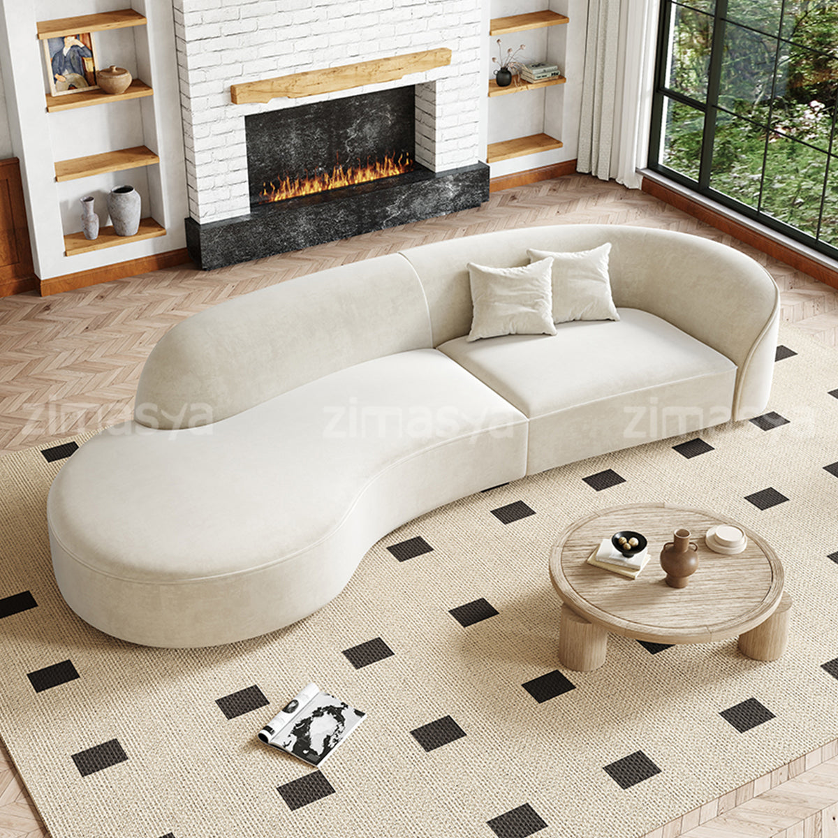 Curved Sofa 94–134 in Wide for Living Room