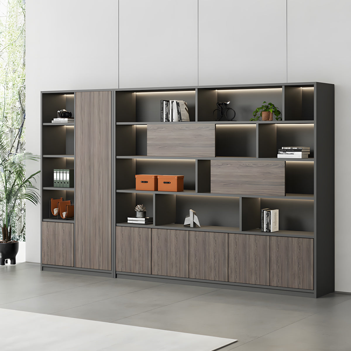 Modern Large-Capacity File Cabinet with Push-to-Open Doors for Office Storage