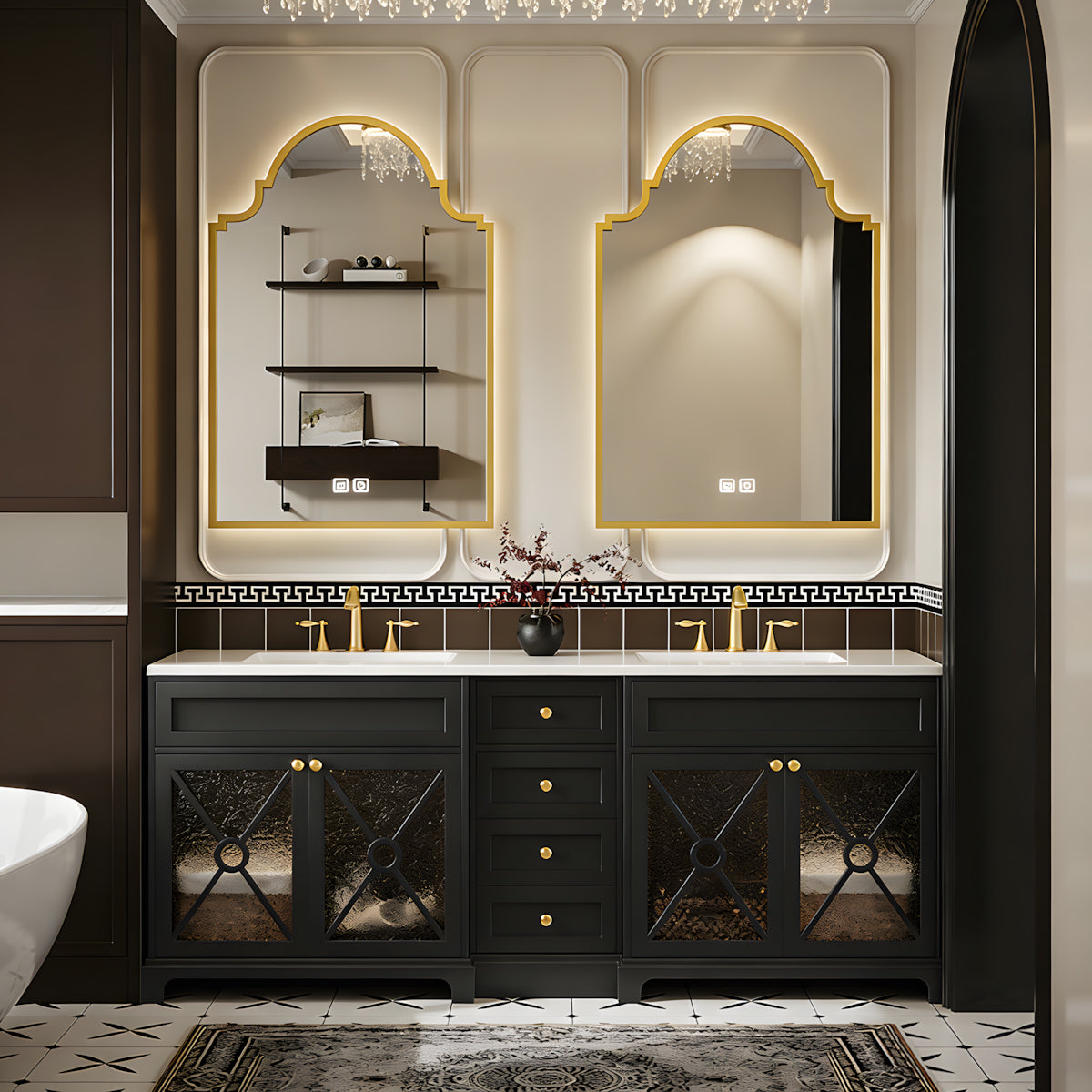 Bathroom Vanity 31–47 in Wide with Vintage, Storage Drawers & Sintered Stone for Bathroom