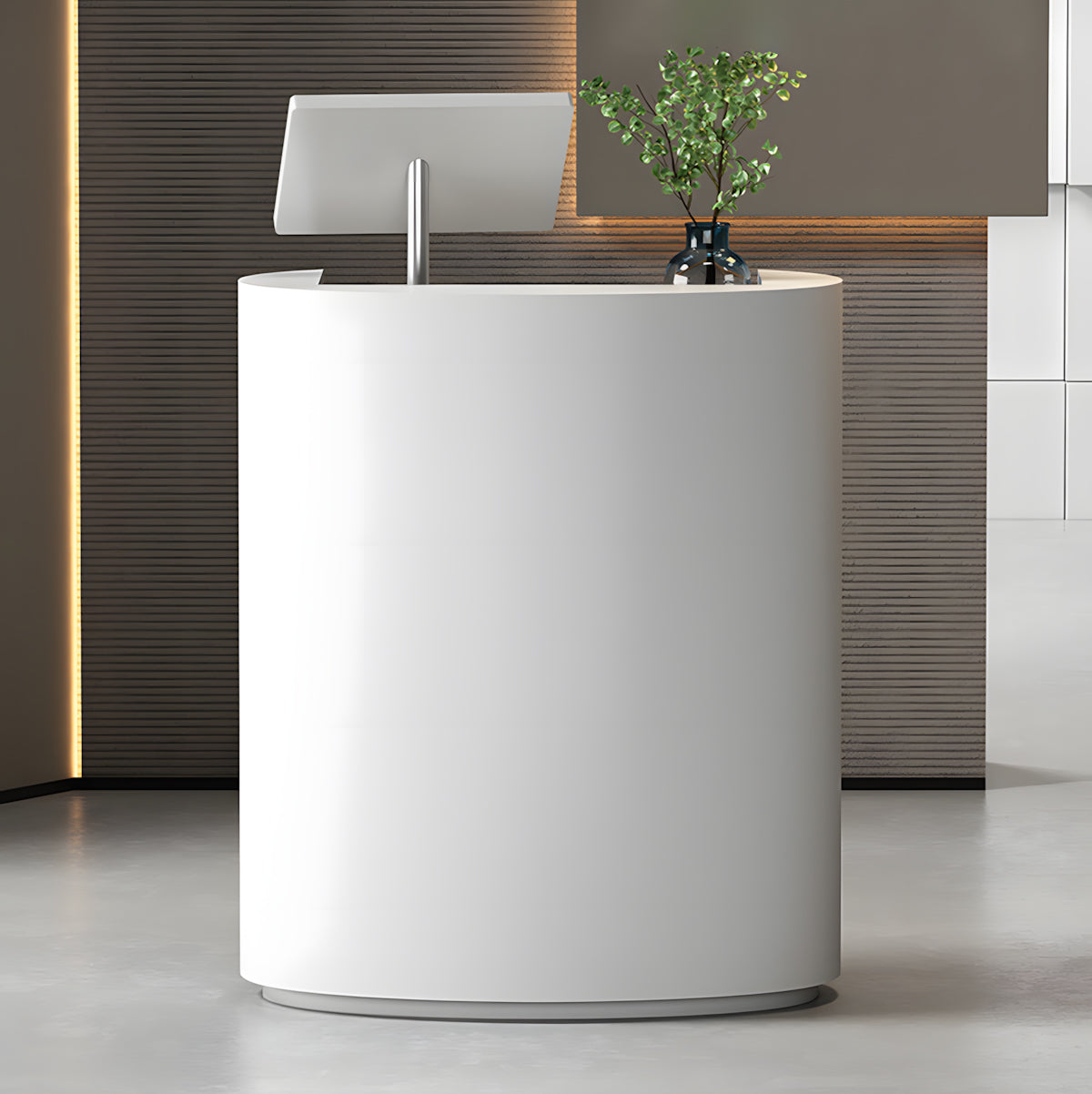 Minimalist White Small Reception Desk with Storage Drawer for Clothing Stores