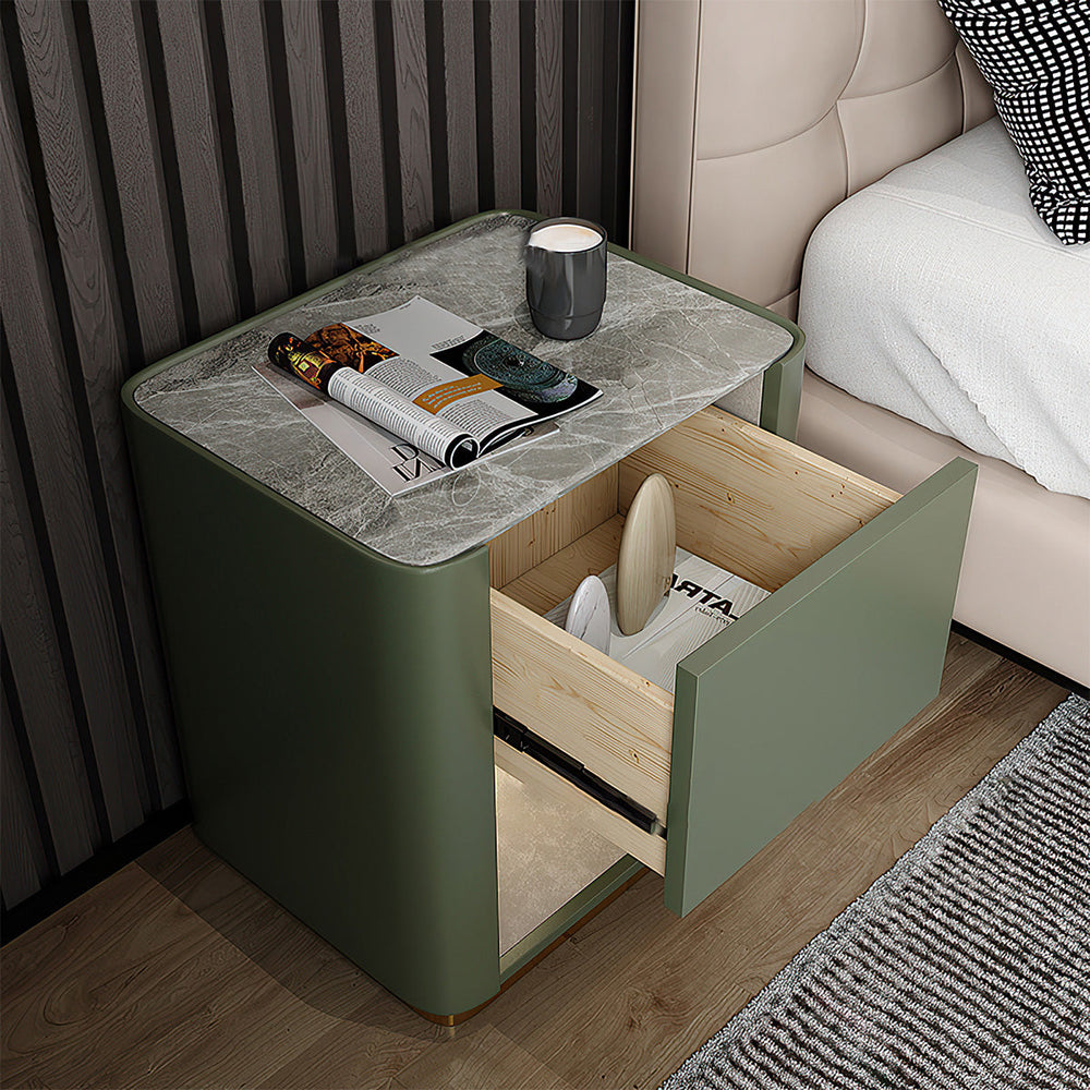 Modern nightstand front view with sintered stone top