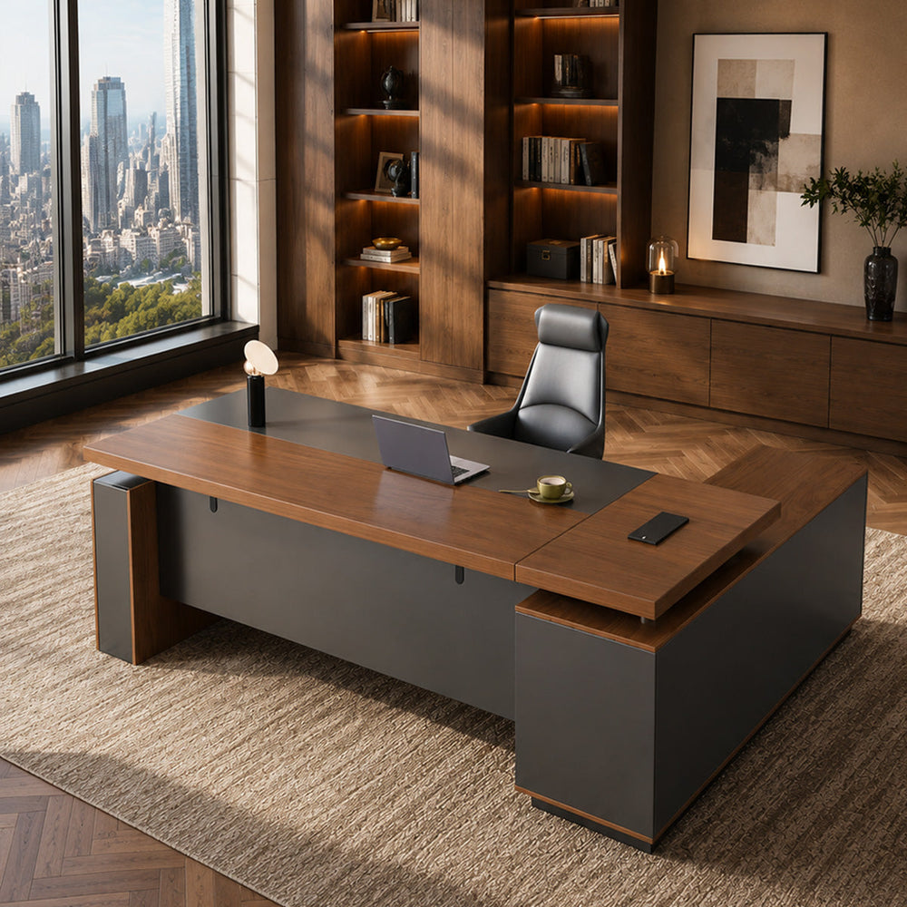 Height-Adjustable Executive Desk with Dual Motors, Power Hub, and Locking Storage（Stock Items）