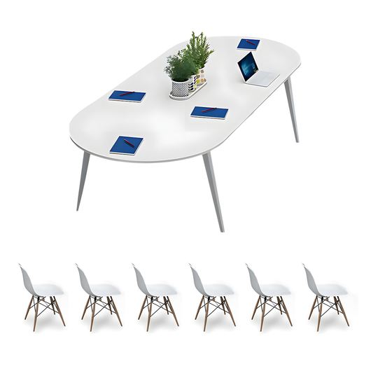 Minimalist Oval Conference Table with Carbon Steel Frame for Office Meeting Zimasya
