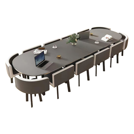 Minimalist Oval Conference Table and Chair Set for Meeting Room Zimasya