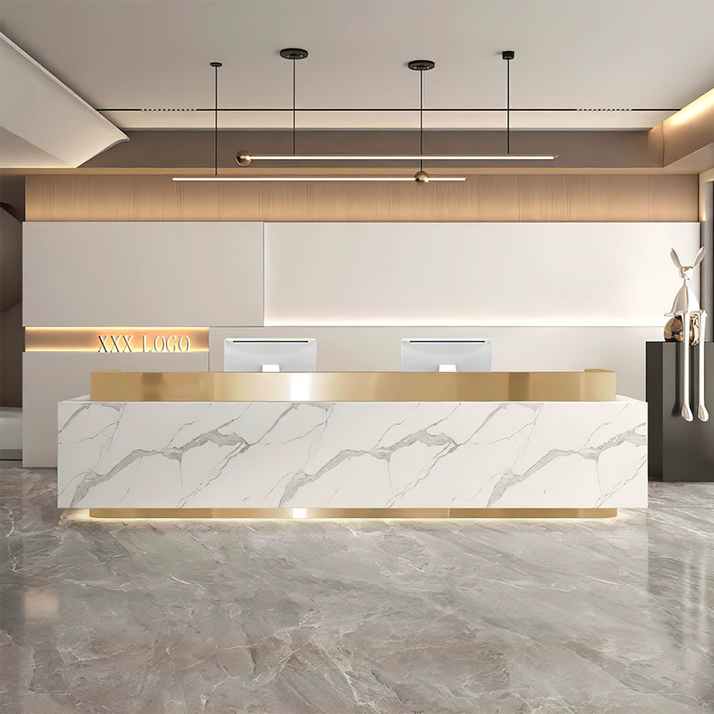 Luxury Marble Lobby Reception Desk with Lockable Storage