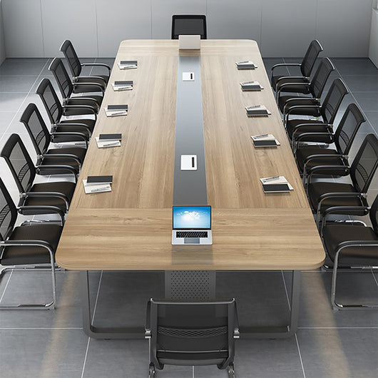 Modern Rectangular Conference Table with Cable Management Box Ziamsya