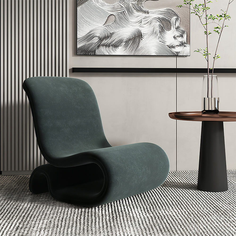 S-Shaped Leisure Chair Irregular Velvet Armless Accent Chair