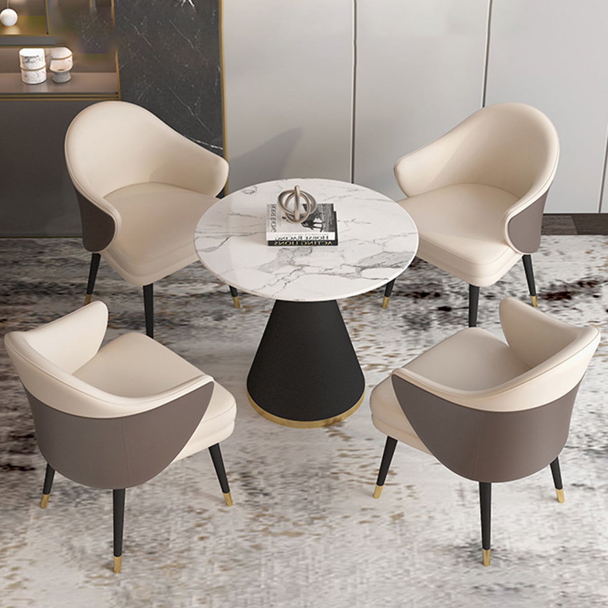 High-End Office Round Table and Chair Set for Business Reception