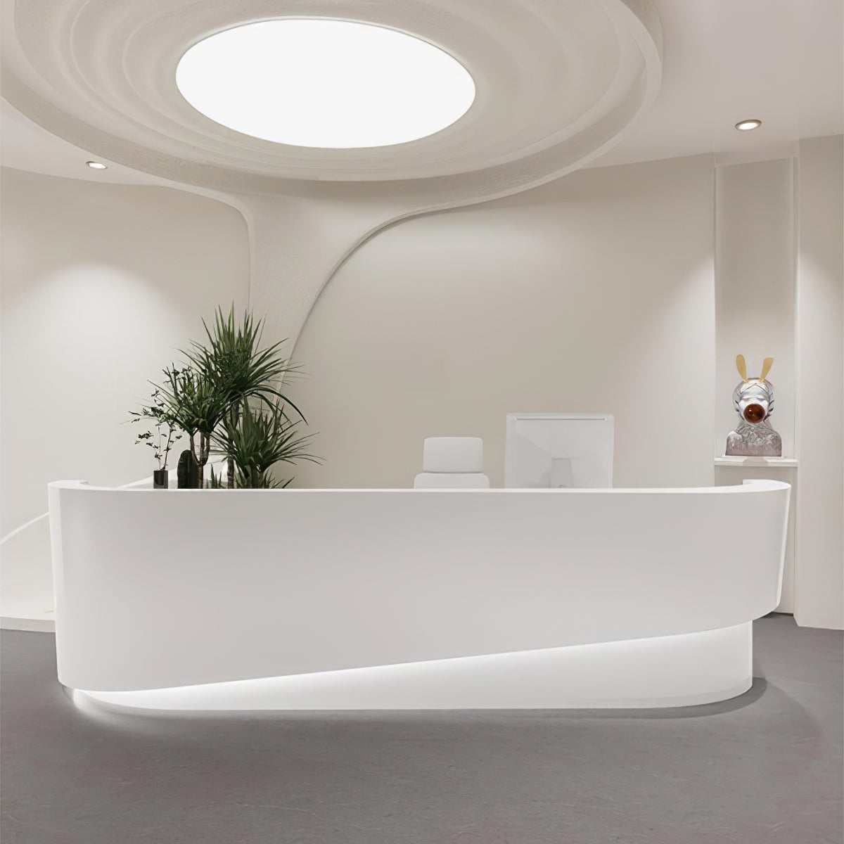 Modern Beauty Salon Curved Reception Desk Store Checkout