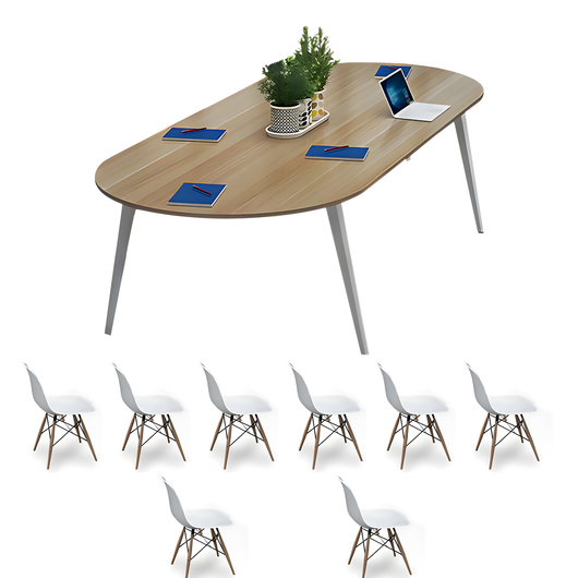 Minimalist Oval Conference Table with Carbon Steel Frame for Office Meeting Zimasya