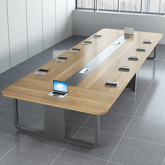 Modern Rectangular Conference Table with Cable Management Box Ziamsya