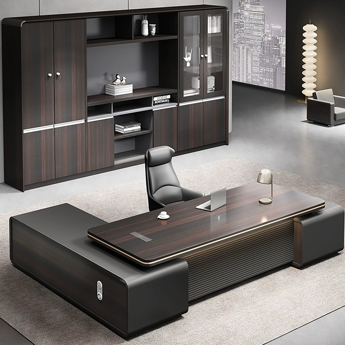 Luxury L-Shaped Boss Executive Desk with Lockable Drawers