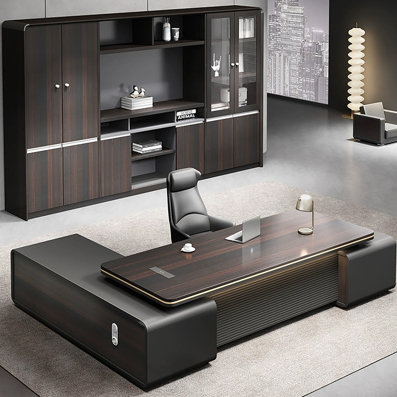 Luxury L-Shaped Boss Executive Desk with Lockable Drawers Zimasya