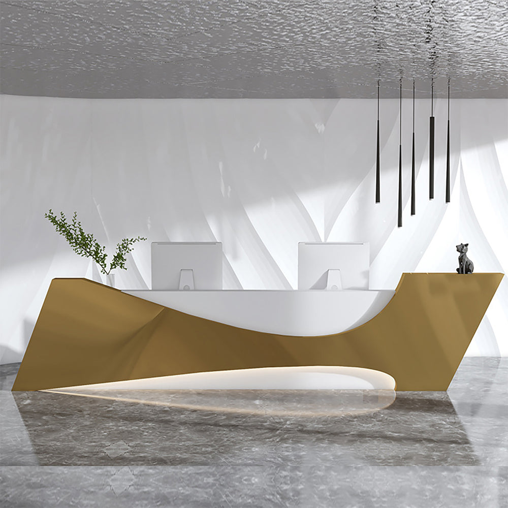 Unique-Shaped Stylish Lobby Reception Desk with Stainless Steel