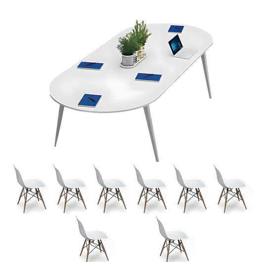Minimalist Oval Conference Table with Carbon Steel Frame for Office Meeting Zimasya