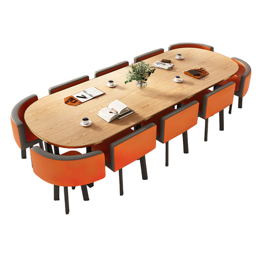 Minimalist Oval Conference Table and Chair Set for Meeting Room Zimasya