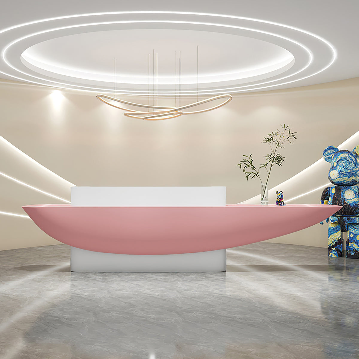 Stylish Creative Boat-Shaped Office Reception Desk