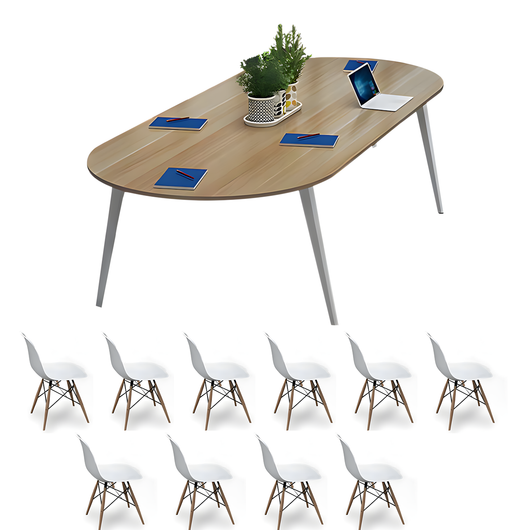 Minimalist Oval Conference Table with Carbon Steel Frame for Office Meeting Zimasya