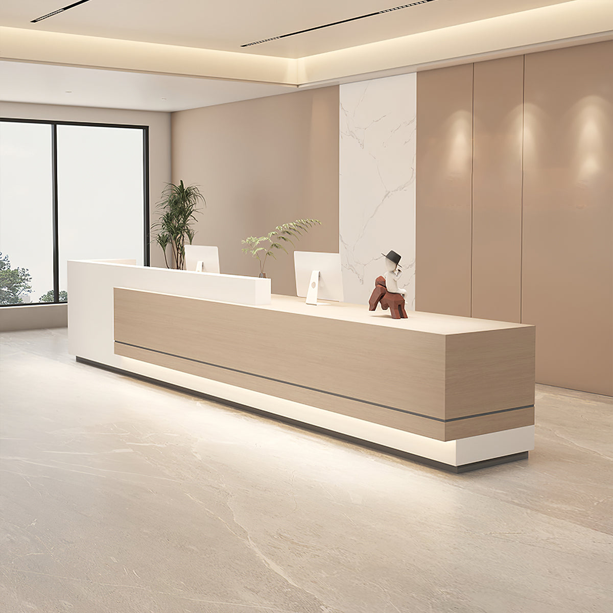 Modern Company Lobby Reception Desk with Storage for Office