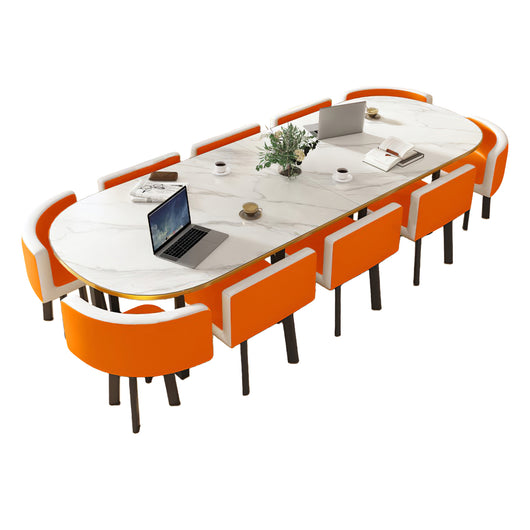 Minimalist Oval Conference Table and Chair Set for Meeting Room Zimasya