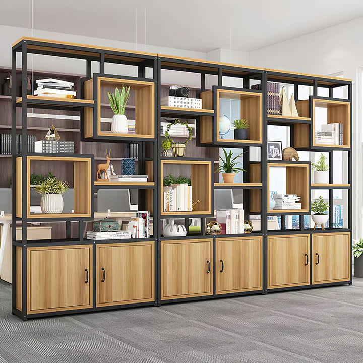 Minimalist floor standing living room partition storage shelves front view