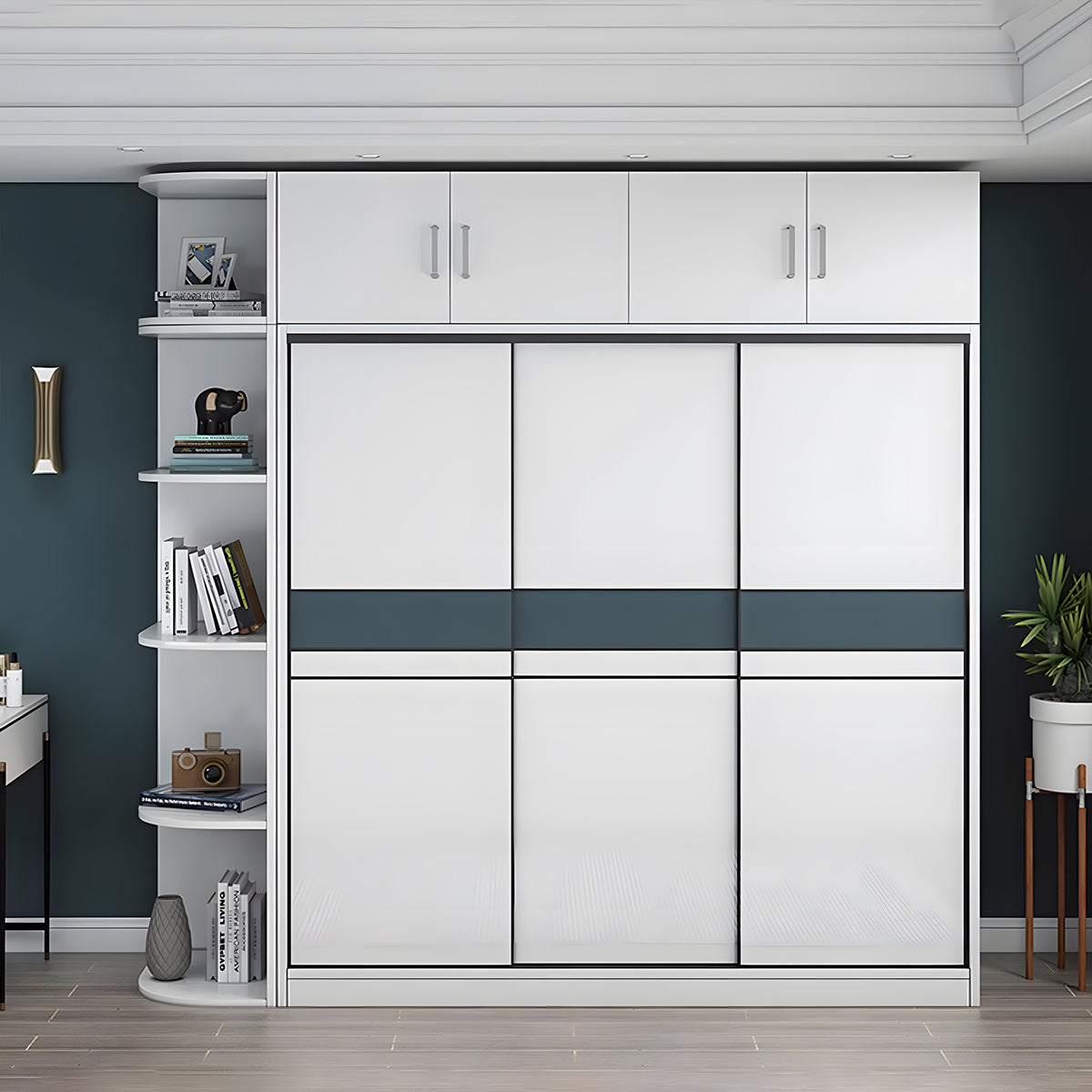 Modern White Sliding Door Wardrobe with Large Storage Capacity