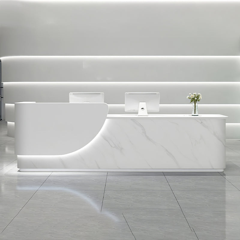 Modern salon reception desk front view