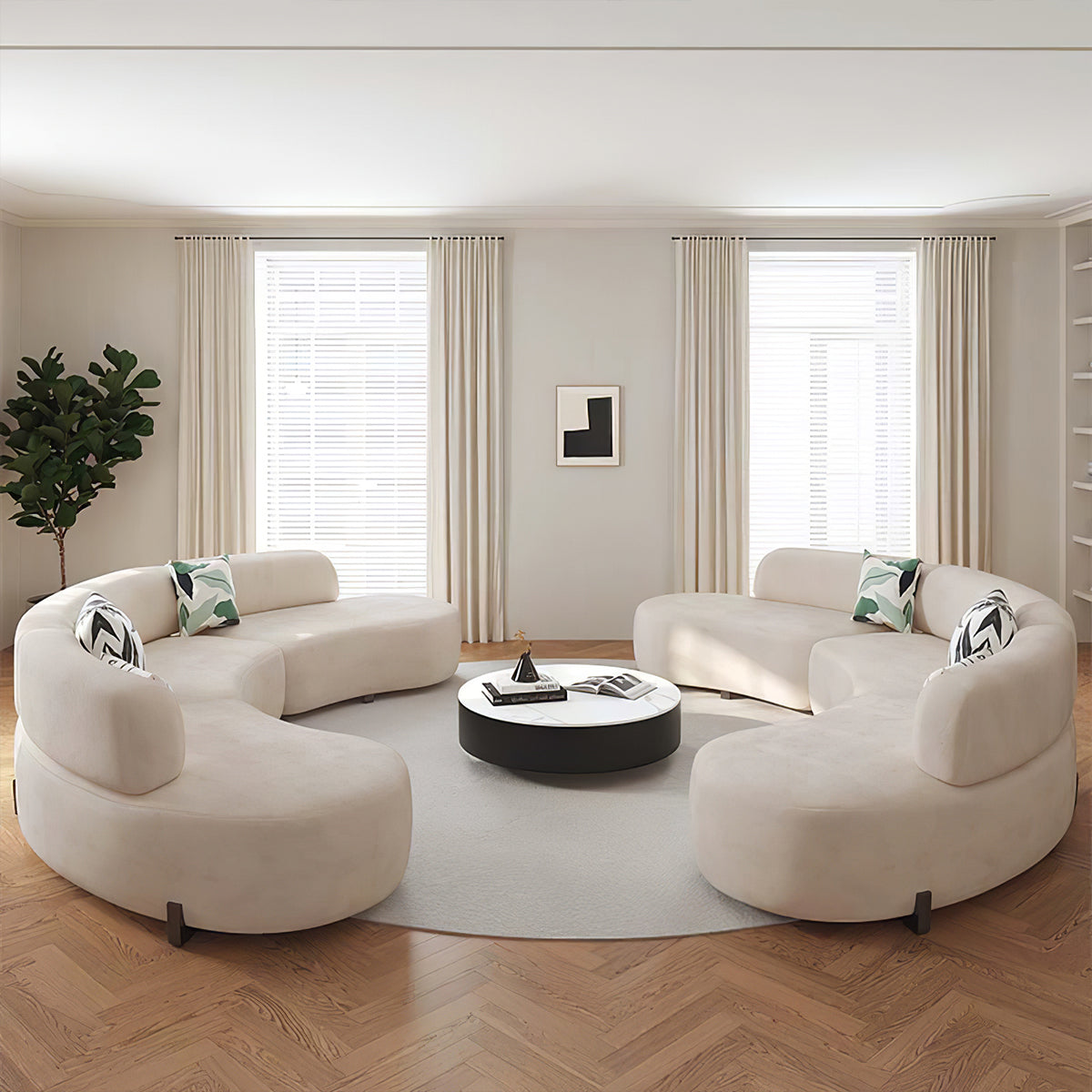 Velvet Sofa with Curved, Backrest & Sectional for Living Room