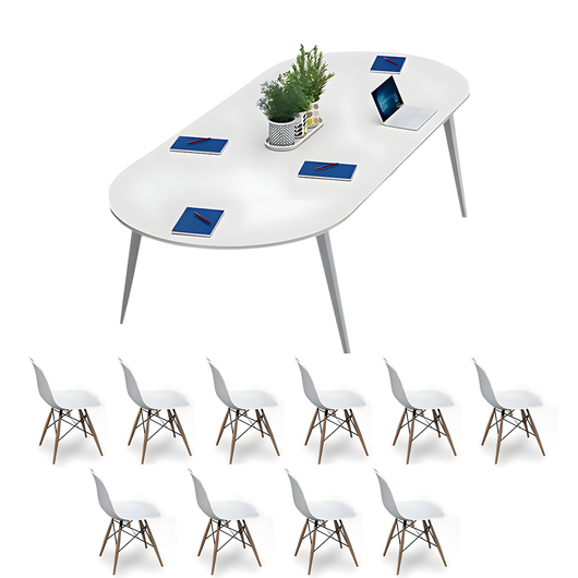 Minimalist Oval Conference Table with Carbon Steel Frame for Office Meeting Zimasya