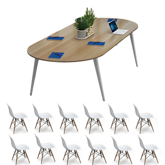 Minimalist Oval Conference Table with Carbon Steel Frame for Office Meeting Zimasya