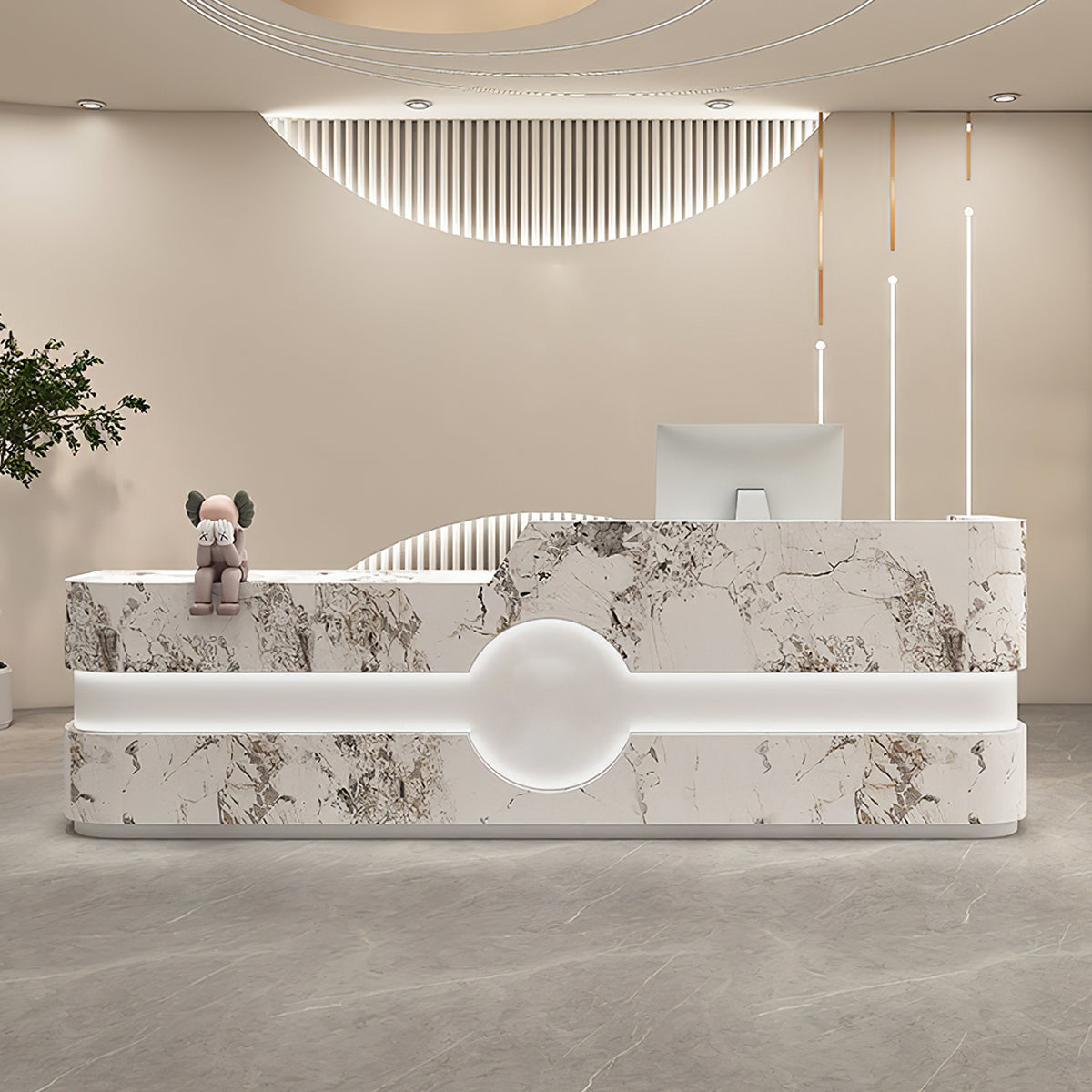 Modern Beauty Salon Reception Desk with Storage Drawers